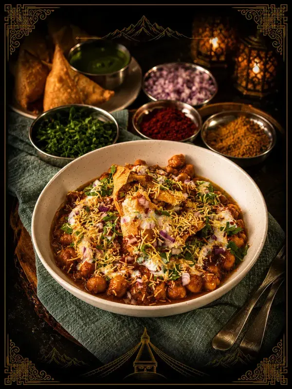 Samosa Chat — Veg Appetizers at The Khukuri Restaurant Bar & Grill, Harrisburg, PA