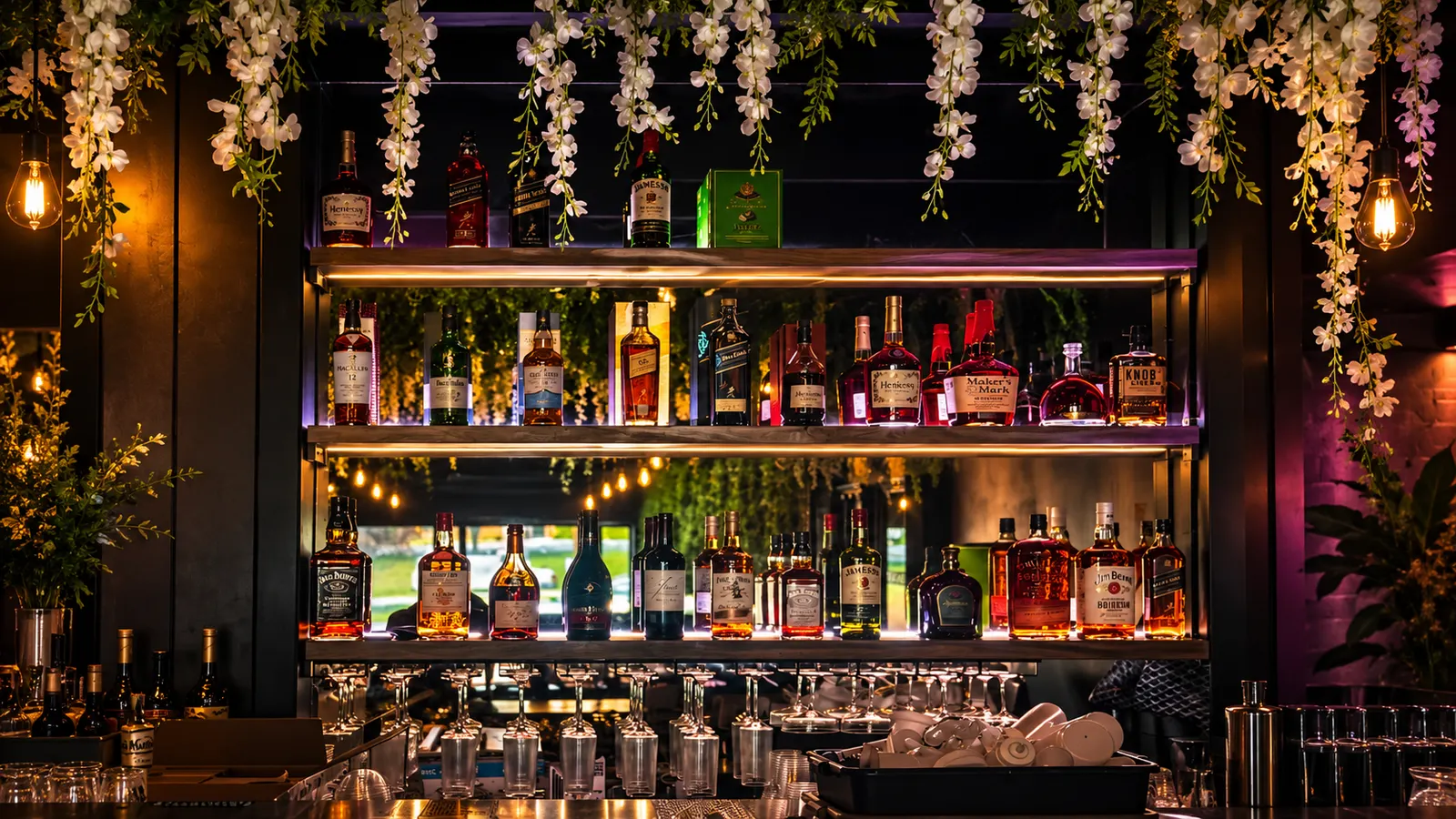 The back bar at The Khukuri Restaurant Bar & Grill